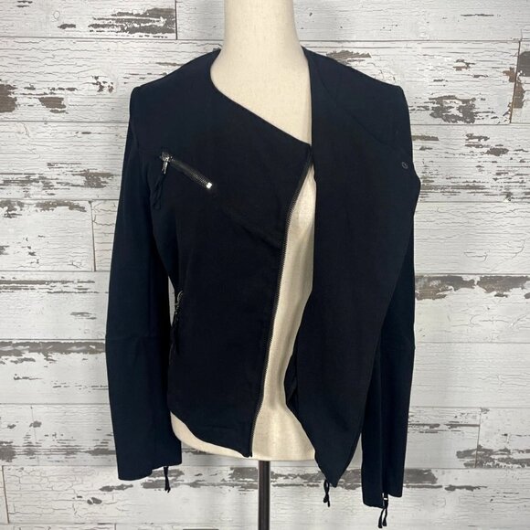 MARRAKECH Anthropologie Mollie Ryder Full Zip Moto Style Jacket Black Size S EUC - Picture 2 of 6